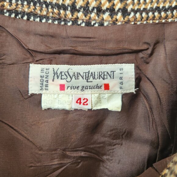 Yves Saint Laurent Vintage Houndstooth Blazer Skirt Set Size 42 - Picture 11 of 11